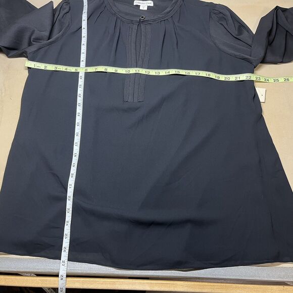 Coldwater Creek Charm Chiffon Blouse Size XL Black Keyhole Neck Minimalist NWT - Picture 12 of 13